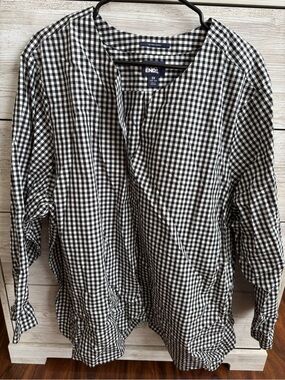 Lands' End Black and White Gingham Shirt Jacket